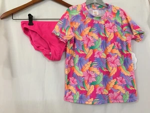 New Wonder Nation Floral Short Sleeve Rash Guard Set 2pc many sizes Pink - Picture 1 of 5