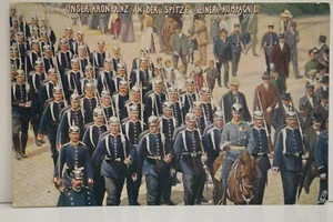 WW1 German Coloured Postcard Imperial German Soldiers Marching - Picture 1 of 6