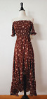 Anthropologie Maxi Dress New W Size Small Xs Brown Floral Peasant Boho Cottage