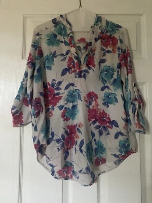 Пышный женщин розовый/синий цветочный блузка высоты низкого размера маленький S богемное туника Топ - Изображение 1 из 4