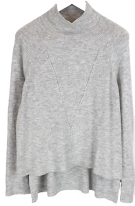 Vero Moda Womens Sweater XL Grey Melange High Neck Long Back Tight-Knitted - Picture 1 of 10