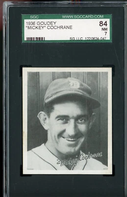1936 Goudey Mickey Cochrane No84 SGC 7 почти как новая ПО ЦЕНТРУ! Super SHARP! Сделайте предложение - Изображение 1 из 2