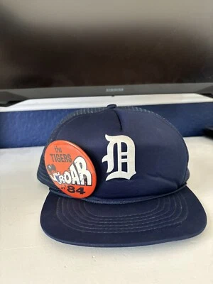 Vintage Detroit Tigers Trucker Hat And Pin 1984 - Image 1 of 4