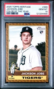 2025 Topps Heritage Jackson Jobe Rookie RC - Color Of The Year /76 PSA 10 - Bild 1 von 3