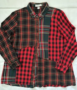 COLDWATER CREEK 'INTO THE MIX KARIERTE TUNIKA' PETITE GR. M, ROT-BUNT KARIERT, NEU - Bild 1 von 12