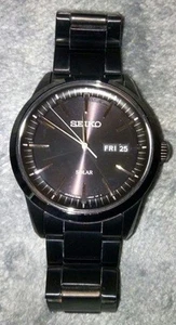 SEIKO Solar Collection V158-0AM0 Black Dial 39mm Sapphire Glass Watch - Picture 1 of 7