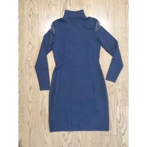 Lauren Ralph Lauren S Kleid Navy Langarm Transparent Cold Shoulders Mock Neck GUC - Bild 1 von 11