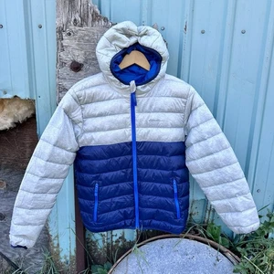 Eddie Bauer Reversible Duck Down Puffer Coat Youth Size L 14/16 Full Zip Hooded - Picture 1 of 10