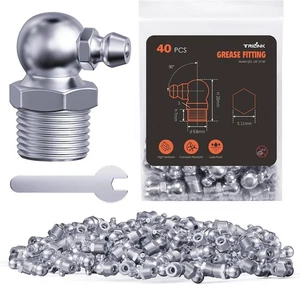 1/8"-27 Zerk Grease Fittings, SAE Nipples 1/8-27-90°(40pcs), - Picture 1 of 7