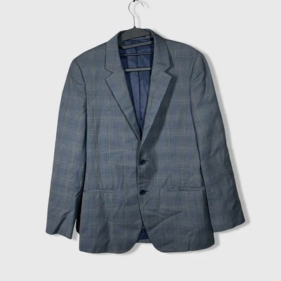 Theory Wool 2 Button Windowpane Plaid Blazer Suit Jacket Mens 36 Preppy Designer - Image 1 of 4