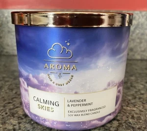Bath & Body Works Aroma Calming Skies Lavender & Peppermint 3-Wick Candle. New - Picture 1 of 3