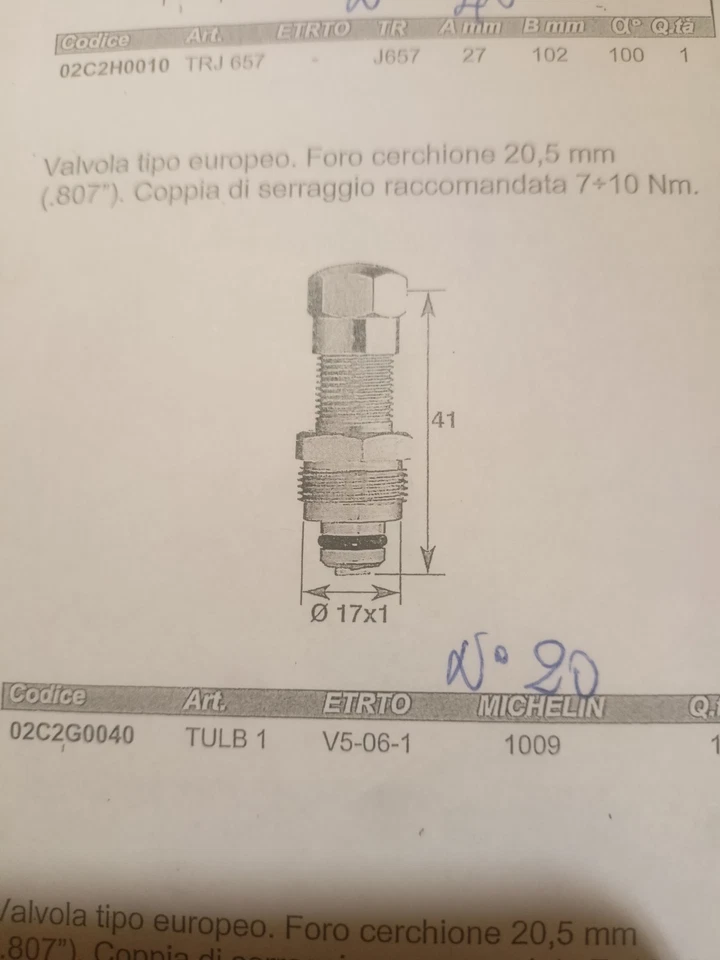 Valvola Tubeless Per Ruspe Pale Movimento Terra fondo Magazzino - Immagine 1 di 1