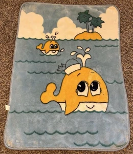 Wal Nerz Vintage Babydecke Blau Island Wellen Supreme Excel Gut - Bild 1 von 7