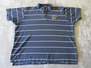 Notre Dame University Golf Polo Shirt Mens XXL Blue White Striped Embroidered - Picture 1 of 14