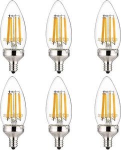 LED B11 Torpedo Tip Chandelier Bulb 2700K Warm White 8.8W(75W Eqv) E12 - 6 Pack - Picture 1 of 1