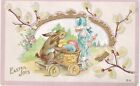Easter Bunny Nash 11 Rabbit Hitches A Ride On Cart Pulled By Girl In Dress 1910 