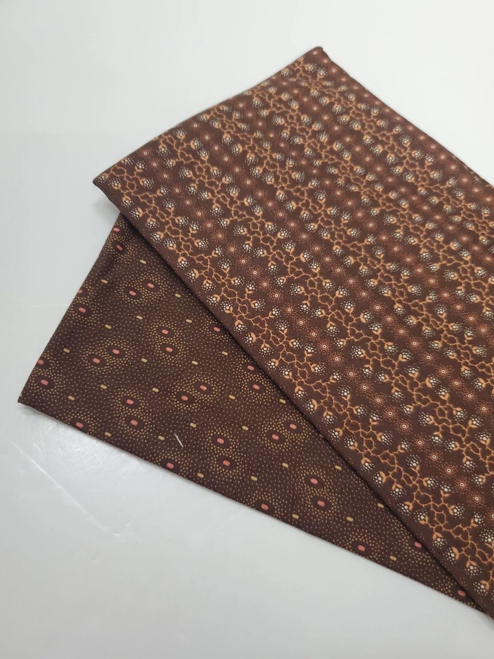 Jo Morton Fabric Andover Pink Brown Reproduction Florals Quilt FAT QUARTER 2 PCS - Image 1 of 1