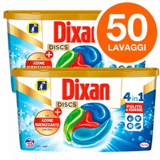Dixan Detersivo Capsule Discs Azione Igienizzante 4in1 Lavatrice 50 Lavaggi Disc