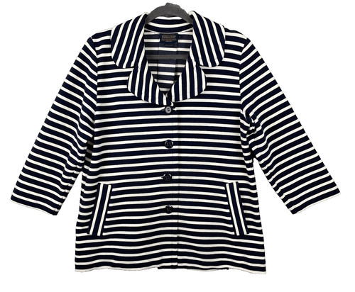 VETEMENTS Pendleton maglia giacca donna grande blu a righe bottoni davanti nautica oldey