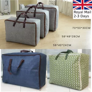 L / XL CLOTHES QUILT BEDDING DUVET HANDLES LAUNDRY PILLOWS STORAGE BAG MOVE HOME - Picture 1 of 27