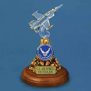 U.S. Air Force Veteran JET Handcrafted by GLASS BARON ART 22k GOLD NEW in BOX - Picture 1 of 6