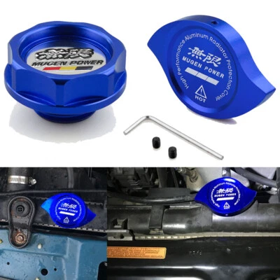Racing Blue Oil Filler Cap Water Radiator Cap Kit Mugen Power For Honda Acura - Imagem 1 de 4