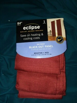 ECLIPSE One Rod Pocket Panel BLACKOUT Curtain Red 42" x 84" Drape Thermaback New - Image 1 of 3