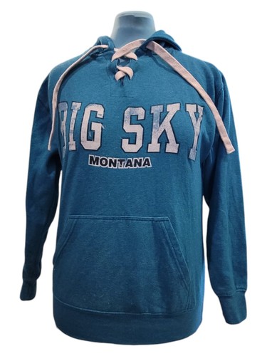 VETEMENTS Big Sky Felpa con cappuccio Retro Vision Apparel Taglia Medium Blu