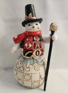 Figura muñeco de nieve Jim Shore 2022 todo vestido para diversión navideña chaleco FAO 8" - Imagen 1 de 6