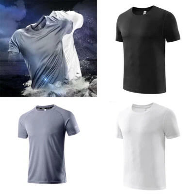 Men's T-shirt Mesh Ice Silk Quick-Drying Breathable Sports Stretch Short Sleeve - Image 1 of 4
