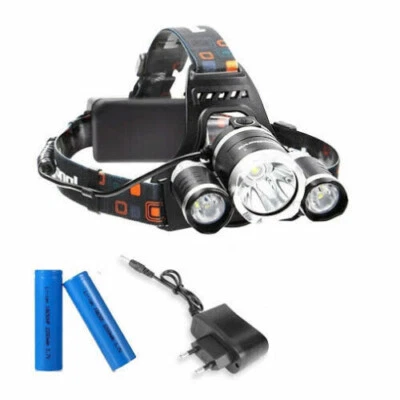 LAMPADA DA TESTA FRONTALE TORCIA MODALITA LUCE CON 3 LED RICARICABILE SPORT PILE