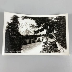 P-74 Highway Approaching Sunrise Mt Rainier Park RPPC Postcard Unposted Border - Picture 1 of 4