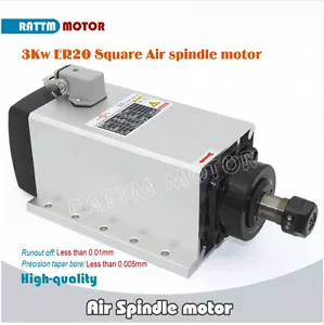 Motore mandrino quadrato raffreddato ad aria 3KW ER20 380 V 4 cuscinetti rettifica fresatura incisione - Foto 1 di 5