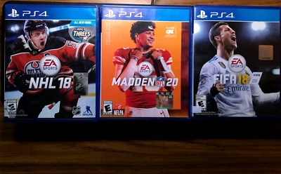 ¡Lote de 3 juegos PS4!  Madden 20 NFL, FIFA 18, NHL 18, Sony Playstation 4, EA sports! Foto 1 de 3