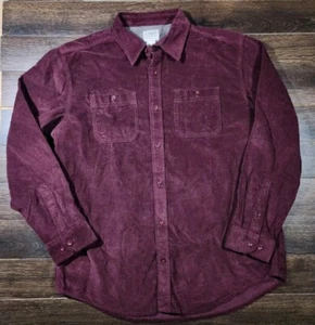 Mens Large LL Bean Corduroy Long Sleeve Button Down Shirt  REG Burgandy  - Picture 1 of 3