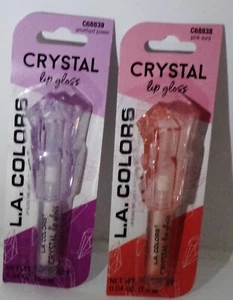 2 Type L.A. COLORS CRYSTAL LIP Gloss PINK AURA & AMETHYST POWER NIP - Picture 1 of 1