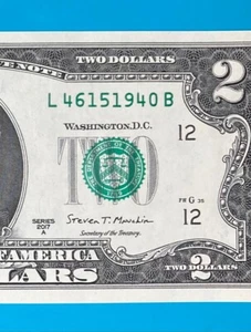 L 4615 1940 B : TRAILING YEAR 1940 $2 Two Dollar Bill Serial Number *UNC - Picture 1 of 3