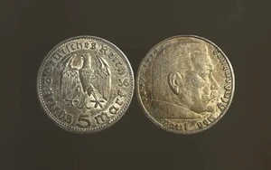 Drittes Reich 5 Mark 1936 A Paul von Hindenburg Silber* - Bild 1 von 1