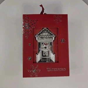 Waterford 2017 Silver "BLESS THIS HOME" Front Door Christmas Ornament HOUSE NIB - Picture 1 of 2
