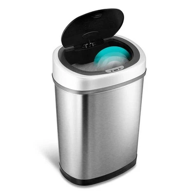NINESTARS Trash Can 11.1 Gal Rust-Proof Stainless Steel Motion Sensor Touchless - Image 1 of 4