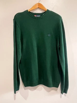 Suéter De Colección Chaps Cuello Redondo Para Hombre M Verde Bordado Cresta Años 90 Foto 1 de 4