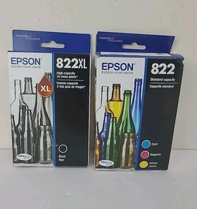 Epson Genuine 822 XL Black Cyan Magenta Yellow Ink Cartridge Exp 11/25,09/25 - Picture 1 of 8