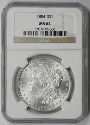 1884 Morgan Dollar $1 MS 64 NGC - Imagem 1 de 4