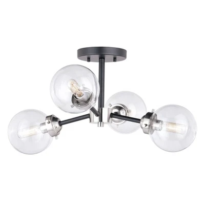 Orbit 4-Light Semi-Flush Mount in Industrial and Sputnik Style 10.5 Inches Tall - Image 1 of 4