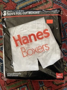 Boxer uomo vintage Hanes XL (42-44) 100% cotone 3 paia taglio completo bianco 1992 NOS - Foto 1 di 6