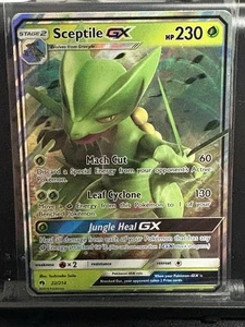Tarjeta ultra rara Sceptile GX - 22/214 - Pokémon Trueno Perdido Sol y Luna casi nueva - Imagen 1 de 2