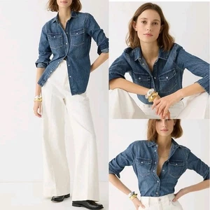 J.Crew Denim Western Hemd Herren Größe L Langarm Knopfleiste Freizeit Cowboy Neu ohne Etikett - Bild 1 von 9