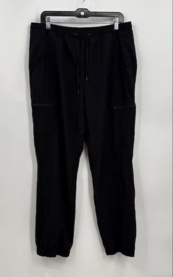Pantalones de chándal Eddie Bauer para mujer negros forrados de lana cintura elástica talla 14 Foto 1 de 4