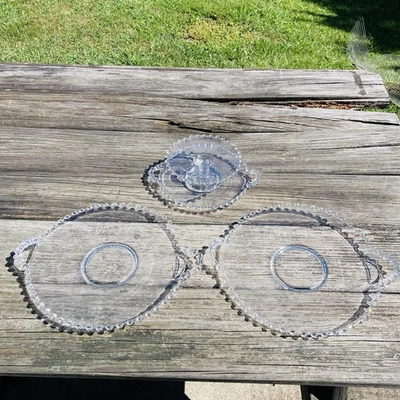 Imperial Glass Candlewick 5.5" Low Compote W/Underplate & 2 Serving Plates - Image 1 of 4