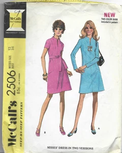 1970 McCALL'S 2506  PATTERN-WOMEN-SIZE 12-BUST 34-AS-IS USED-PRINTED IN USA - Picture 1 of 1